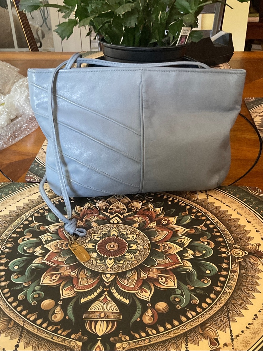 Women’s Evan Picone Light Blue Leather Shoulder Bag
